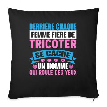 Crochet Crochet Crochet Fil Tricot Citations - Housse de coussin décorative 45 x 45 cm - noir - Devant