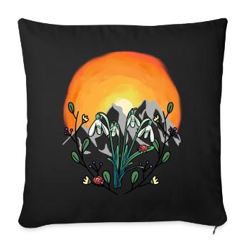 Sunshine Spring Snowdrops Alps - Sofa pillowcase 17,3'' x 17,3'' (45 x 45 cm) - black - Front