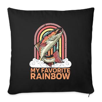Trout Fishing My Favorite Rainbow Angler Fisherman - Sofa pillowcase 17,3'' x 17,3'' (45 x 45 cm) - black - Front