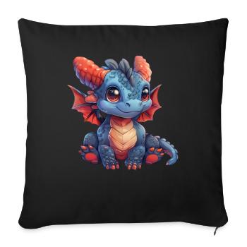 Dragon Kawaii Dragon Kids - Sofa pillowcase 17,3'' x 17,3'' (45 x 45 cm) - black - Front