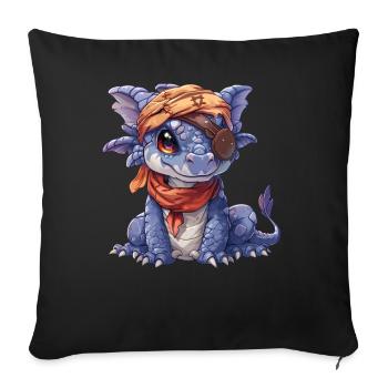 Dragon Pirate Kawaii Dragon Enfants - Housse de coussin décorative 45 x 45 cm - noir - Devant