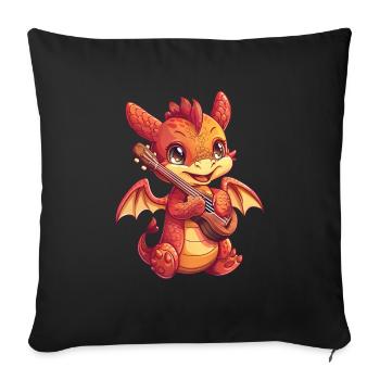 Drache Ukulele Kawaii Drache Kinder - Sofakissenbezug 45 x 45 cm - Schwarz - Vorne