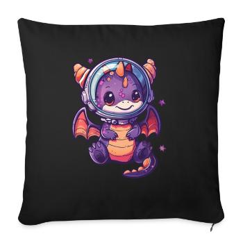 Dragon Astronaut Kawaii Dragon Kids - Sofa pillowcase 17,3'' x 17,3'' (45 x 45 cm) - black - Front