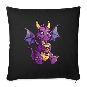 Dragon Bubble Tea Kawaii Dragon Kids - Sofa pillowcase 17,3'' x 17,3'' (45 x 45 cm) - black - Front