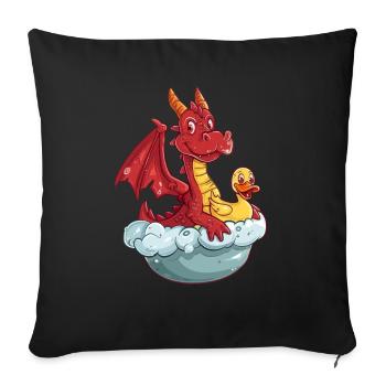 Dragon Bubble Bath Kawaii Dragon Kids - Sofa pillowcase 17,3'' x 17,3'' (45 x 45 cm) - black - Front