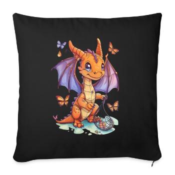 Dragon Butterflies Kawaii Dragon Kids - Sofa pillowcase 17,3'' x 17,3'' (45 x 45 cm) - black - Front