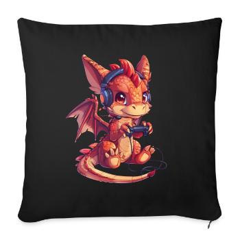 Dragon Gamer Kawaii Dragon Kinder - Sofakissenbezug 45 x 45 cm - Schwarz - Vorne