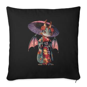 Dragon Giesha Kawaii Kids - Sofa pillowcase 17,3'' x 17,3'' (45 x 45 cm) - black - Front