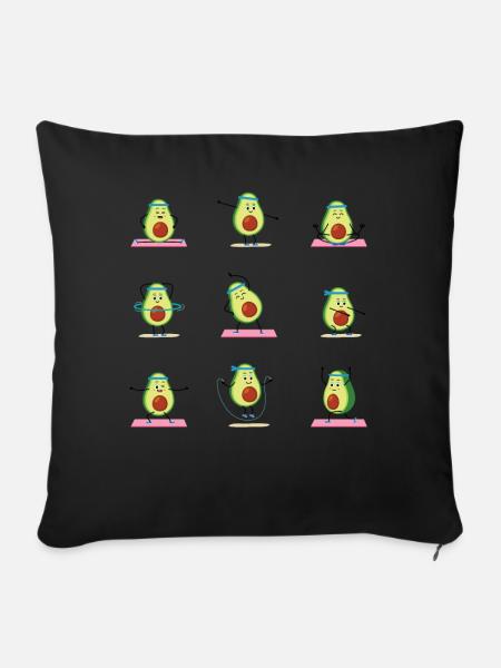 Avocado Guacamole Vegan Geschenk - Sofakissenbezug 45 x 45 cm - Schwarz