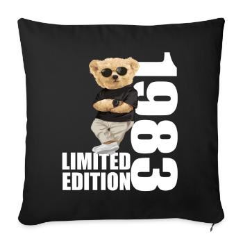 Édition limitée 1983 ours ours anniversaire 1983 - Housse de coussin décorative 45 x 45 cm - noir - Devant