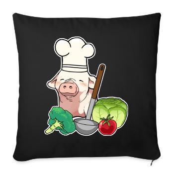 Pig Piglet Pig Piggy Vegetable Cook - Sofa pillowcase 17,3'' x 17,3'' (45 x 45 cm) - black - Front