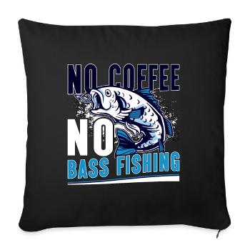Bass Fisherman Pas De Café Pêche À La Mouche Amateur De Café - Housse de coussin décorative 45 x 45 cm - noir - Devant