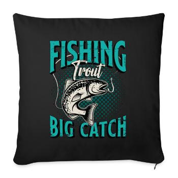 Pêche à la truite Truite Gros Catch Amateur de pêche sportive - Housse de coussin décorative 45 x 45 cm - noir - Devant