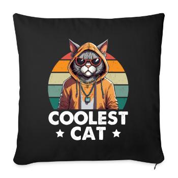 Coolest Cat - Sofakissenbezug 45 x 45 cm - Schwarz - Vorne