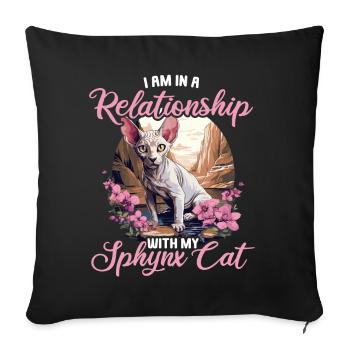 Sphynx Kitten Sphynx Cat - Sofa pillowcase 17,3'' x 17,3'' (45 x 45 cm) - black - Front