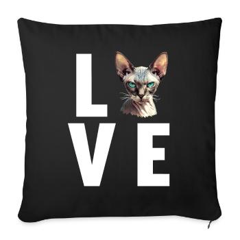 Sphynx Kitten Sphynx Cat - Sofa pillowcase 17,3'' x 17,3'' (45 x 45 cm) - black - Front