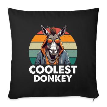Coolest Donkey - Sofa pillowcase 17,3'' x 17,3'' (45 x 45 cm) - black - Front
