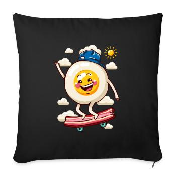Oeuf plat skateboard - Housse de coussin décorative 45 x 45 cm - noir - Devant