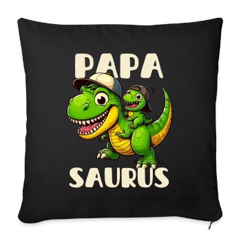 Papa Saurus Fête des Pères Famille de dinosaures T-Rex - Housse de coussin décorative 45 x 45 cm - noir - Devant