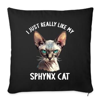 Sphynx Kitten Sphynx Cat - Sofa pillowcase 17,3'' x 17,3'' (45 x 45 cm) - black - Front