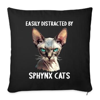 Sphynx Kitten Sphynx Cat - Sofa pillowcase 17,3'' x 17,3'' (45 x 45 cm) - black - Front