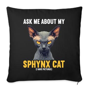 Sphynx Kitten Sphynx Cat - Sofa pillowcase 17,3'' x 17,3'' (45 x 45 cm) - black - Front
