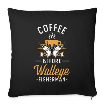Pêcheur de doré café canne à pêche amateur de café - Housse de coussin décorative 45 x 45 cm - noir - Devant