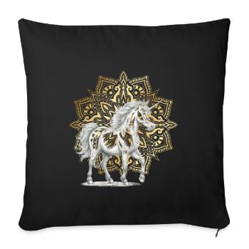 Mandala Licornes Licorne Cheval Chevaux Élégant - Housse de coussin décorative 45 x 45 cm - noir - Devant