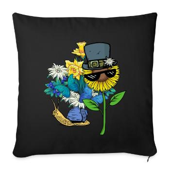 Escargot, Coquille D’escargot, Nature, Printemps, Fleurs - Housse de coussin décorative 45 x 45 cm - noir - Devant