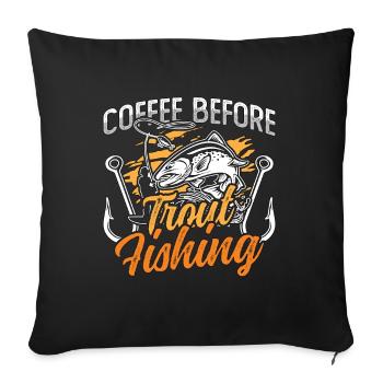Pêcheur de truite Café Pêche à la mouche Amateur de café - Housse de coussin décorative 45 x 45 cm - noir - Devant
