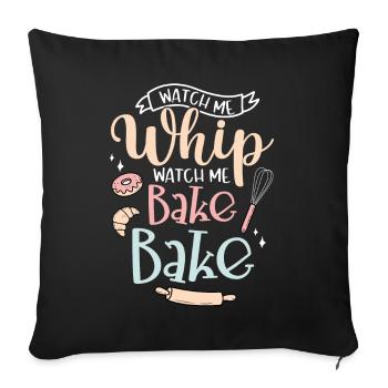 Bäcker Bäckerein Backwaren Backen Geschenk - Sofakissenbezug 45 x 45 cm - Schwarz - Vorne