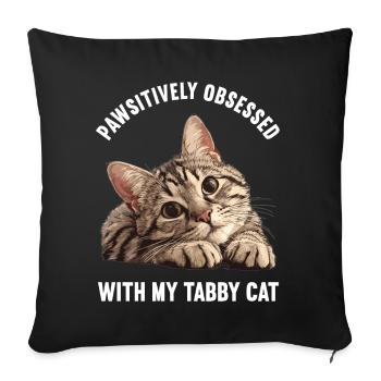 Chaton tigré chat tigré - Housse de coussin décorative 45 x 45 cm - noir - Devant