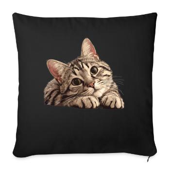 Tabby Kätzchen Tabby Katze - Sofakissenbezug 45 x 45 cm - Schwarz - Vorne