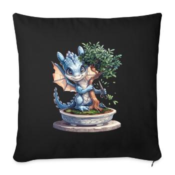 Dragon Bonsaï Japonais Kawaii - Housse de coussin décorative 45 x 45 cm - noir - Devant