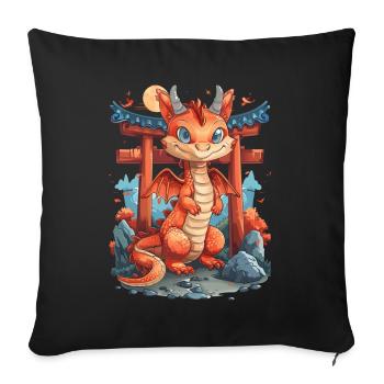 Dragon Torii Gate Japanese Kawaii - Sofa pillowcase 17,3'' x 17,3'' (45 x 45 cm) - black - Front