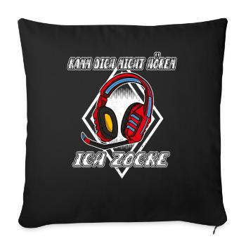 Can't hear you I'm gaming gamer gaming - Sofa pillowcase 17,3'' x 17,3'' (45 x 45 cm) - black - Front
