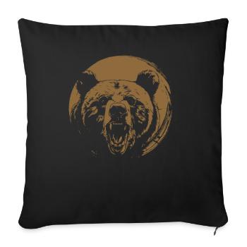 Grizzli Ours brun - Housse de coussin décorative 45 x 45 cm - noir - Devant