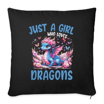 T-shirt Dragon Conte de fées Dragon Kanji japonais - Housse de coussin décorative 45 x 45 cm - noir - Devant