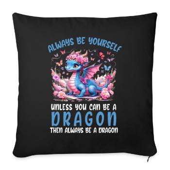 T-shirt Dragon Conte de fées Dragon Kanji japonais - Housse de coussin décorative 45 x 45 cm - noir - Devant
