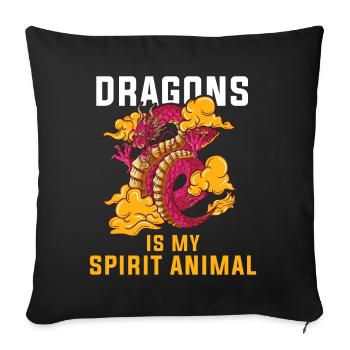 T-shirt Dragon Conte de fées Dragon Kanji japonais - Housse de coussin décorative 45 x 45 cm - noir - Devant