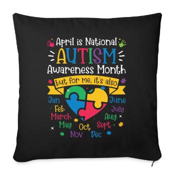 Autism Awareness Day Autistic Gift - Sofa pillowcase 17,3'' x 17,3'' (45 x 45 cm) - black - Front