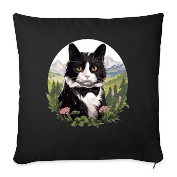 Tuxedo Chaton Tuxedo Cat - Housse de coussin décorative 45 x 45 cm - noir - Devant