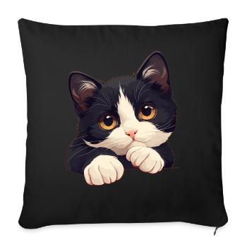 Tuxedo Chaton Tuxedo Cat - Housse de coussin décorative 45 x 45 cm - noir - Devant