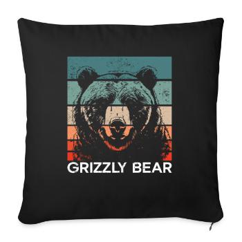 Grizzli Ours brun - Housse de coussin décorative 45 x 45 cm - noir - Devant