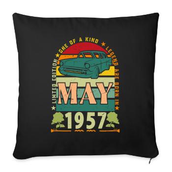 May 1957, May 1957, May 1957. - Sofa pillowcase 17,3'' x 17,3'' (45 x 45 cm) - black - Front