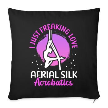 Cadeau d’acrobaties en tissu vertical en soie aérienne - Housse de coussin décorative 45 x 45 cm - noir - Devant
