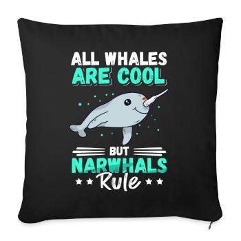 Narwal Wal Narwale Narwhal Wale Geschenk - Sofakissenbezug 45 x 45 cm - Schwarz - Vorne