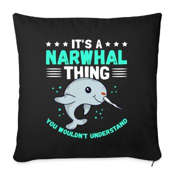 Narwal Wale Narwale Narwhal Wal Geschenk - Sofakissenbezug 45 x 45 cm - Schwarz - Vorne