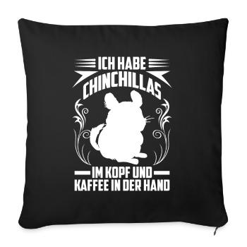 Chinchilla et rongeur de café souris laineuse - Housse de coussin décorative 45 x 45 cm - noir - Devant