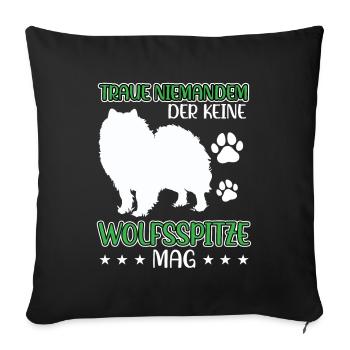Wolfspitz ne fait pas confiance à Keeshond - Housse de coussin décorative 45 x 45 cm - noir - Devant